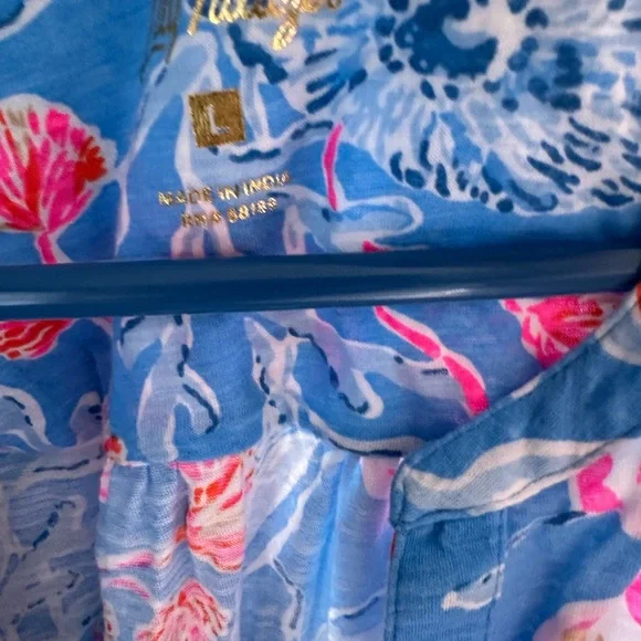 Floral Sleeveless Top - Blue and Pink - Picture 3 of 3